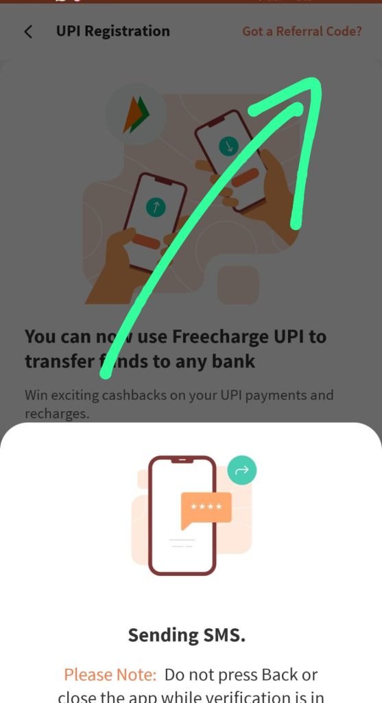 Enter Freecharge Referral code